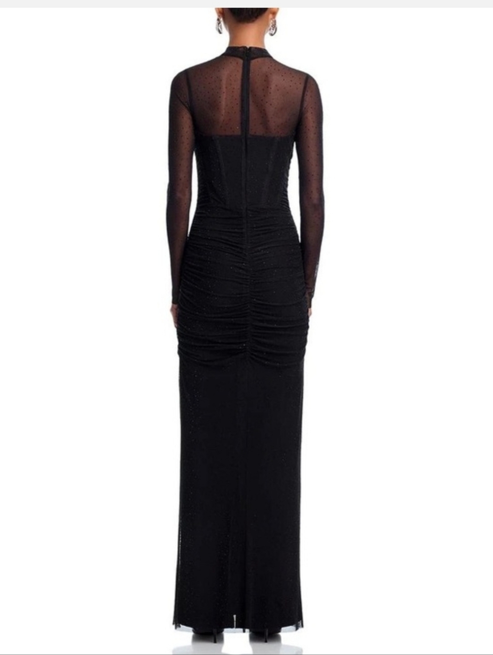 Black Halo Lexington Long Sleeve Mesh Evening Gown - Picture 2 of 16